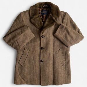 Pendleton vintage brown wool coat w/faux fur collar